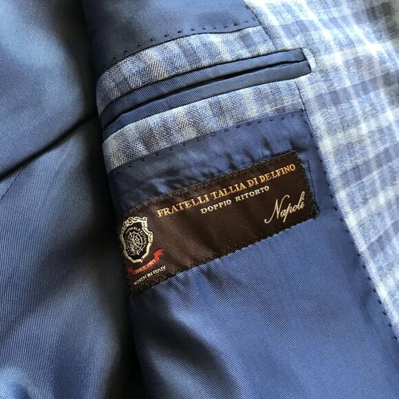 NWOT IKE Behar Gingham Sport Coat Jacket Mens 38 R Blue Buffalo Check Wool NEW - Picture 8 of 14